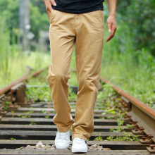 Banggood Jeugd Heren Casual broek Rechte losse grote maat overall Katoen Effen kleur Hoge taille