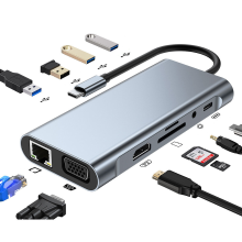 Banggood Mechzone 11 in 1 USB C Hub dockingstation Type C Adapter met USB3.0 USB2.0 PD 100W 4K HDMI compatibele VGA 3,5 mm Aux RJ