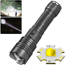 Banggood XHP70 Hoge intensiteit Zoomble LED zaklamp TYPE C USB oplaadbare dubbele schakelaar Aluminium tactische zaklamp
