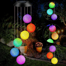 Banggood Zonne windgong Kleur Veranderende Bal Windgongen LED Decoratie Cadeaus voor Moeder Kinderen Waterdichte Buiten Feest Dec