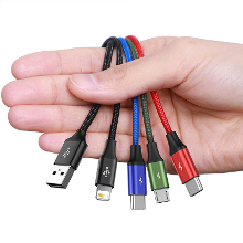 Baseus 3 in 1/4 in 1 3.5A USB A naar iP/Micro/Type C Kabel Snelle Oplaad  en Gegevensoverdracht Koperen Kernlijn 0.3M/1.