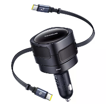 Baseus BSCC TX 0 CC 60W 2 Poorts USB PD Auto Oplader Adapter Ingebouwde Type C+Type C Inklapbare Kabel Ondersteunt PD QC