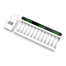 Batterijoplader 12 Slot 1.2V AA /AAA NiMH Oplaadbare Batterijen met LCD display EU plug USB Type C Multi bescherming