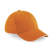 Beechfield 6 panel baseballcap   oranje/wit   voor volwassenen   katoen