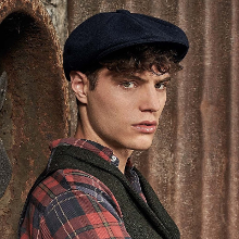 Beechfield Bakkerspet/flatcap donkerblauw voor heren L/XL