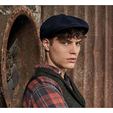 Beechfield Bakkerspet/flatcap donkerblauw voor heren S/M