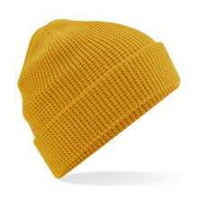 Beechfield Dames Beanie Wintermuts wafelstructuur mosterd geel 100% katoen