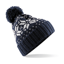 Beechfield Gebreide Nordic wintermuts met pompom   blauw/wit   volwassenen   Damesmutsen   herenmutsen