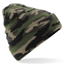 Beechfield Groene camouflage gebreide wintermuts voor volwassenen