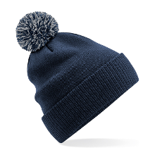 Beechfield Heren Wintermuts met gekleurde Pompon navy blauw 100% polyester