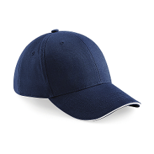 Beechfield Pet   blauw met wit   6 panel baseballcap   volwassenen   katoen