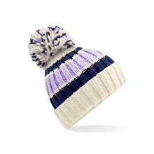 Beechfield Wintermuts met Pompon   creme/lila   volwassenen   100% soft acryl