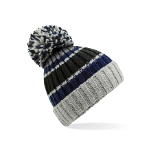 Beechfield Wintermuts met Pompon   grijs/blauw   volwassenen   100% soft acryl