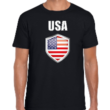 Bellatio Decorations Amerika / USA vlag thema landen t shirt   zwart   voor heren   Supporters kleding   korte mouwen