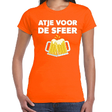 Bellatio Decorations Atje voor de sfeer feest t shirt oranje voor dames
