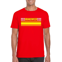 Bellatio Decorations Brandweer logo t shirt rood voor heren