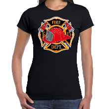 Bellatio Decorations Brandweer logo verkleed t shirt / outfit zwart voor dames