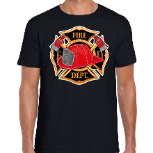 Bellatio Decorations Brandweer logo verkleed t shirt / outfit zwart voor heren