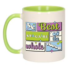 Bellatio Decorations Cadeau koffie/thee mok   de beste stagiair   van de wereld   groen   300 ml   keramiek