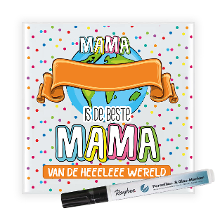 Bellatio Decorations Cadeau tegel voor mama   de beste mama   invul tegel   stippen   keramiek   15 cm