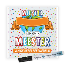 Bellatio Decorations Cadeau tegel voor meester   de beste meester   invul tegel   stippen   keramiek   15 cm
