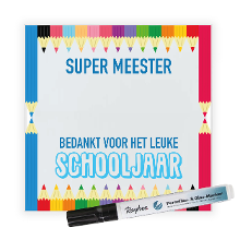 Bellatio Decorations Cadeau tegel voor meester   super meester   invul tegel   multi kleur   keramiek   15 cm