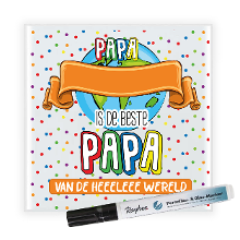 Bellatio Decorations Cadeau tegel voor papa   de beste papa   invul tegel   stippen   keramiek   15 cm