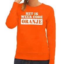 Bellatio Decorations Code Oranje sweater   voor dames   Koningsdag   supporter kleding   lange mouwen