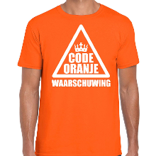 Bellatio Decorations Code oranje waarschuwing t shirt oranje voor heren   Koningsdag / EK/WK shirts