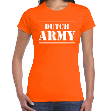 Bellatio Decorations Dutch army/Nederlands leger supporter/fan t shirt oranje voor dames   EK/WK/Race