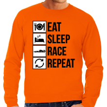 Bellatio Decorations Eat sleep race repeat supporter / race fan sweater oranje voor heren
