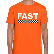 Bellatio Decorations Fast coureur supporter / finish vlag t shirt oranje voor heren