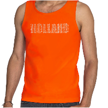 Bellatio Decorations Glitter Holland tanktop oranje rhinestone steentjes voor heren Nederland supporter EK/ WK