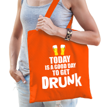 Bellatio Decorations Good day to get drunk bier supporter cadeau tas oranje voor dames en heren