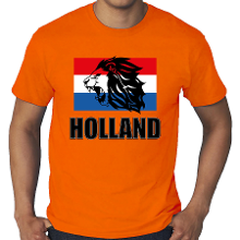 Bellatio Decorations Grote maten oranje t shirt met leeuw en vlag Holland / Nederland supporter EK/ WK voor heren