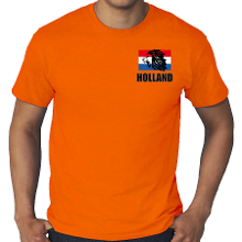 Bellatio Decorations Grote maten oranje t shirt met leeuw en vlag op borst Holland / Nederland supporter EK/ WK heren