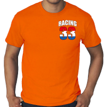 Bellatio Decorations Grote maten racing 33 supporter / race fan t shirt borst bedrukking oranje voor heren