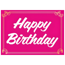 Bellatio Decorations Happy Birthday in sierlijke letters wenskaart   knalroze   verjaardag   ansichtkaart   A5 formaat