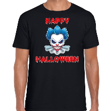 Bellatio Decorations Happy Halloween blauwe horror clown verkleed t shirt zwart voor heren