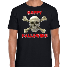 Bellatio Decorations Happy Halloween horror schedel verkleed t shirt zwart voor heren