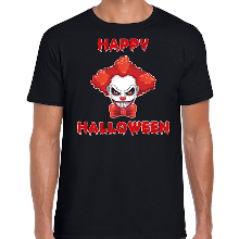 Bellatio Decorations Happy Halloween rode horror clown verkleed t shirt zwart voor heren
