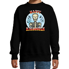 Bellatio Decorations Happy Halloween skelet   verkleed sweater   zwart   voor kinderen   horror skelet trui   kleding