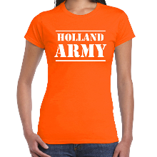 Bellatio Decorations Holland army/Holland leger supporter/fan t shirt oranje voor dames   EK/WK/Race