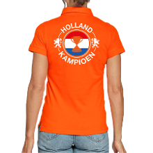 Bellatio Decorations Holland kampioen met beker oranje poloshirt Holland / Nederland supporter EK/ WK voor dames