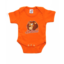 Bellatio Decorations Holland met cartoon leeuw oranje romper EK/ WK supporter voor babys