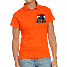 Bellatio Decorations Holland met leeuw en vlag op borst oranje poloshirt Holland / Nederland supporter EK/ WK voor dames
