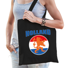 Bellatio Decorations Holland oranje leeuw supporter cadeau tas zwart voor dames en heren