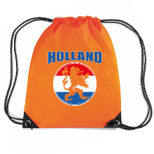 Bellatio Decorations Holland oranje leeuw voetbal rugzakje / sporttas met rijgkoord oranje