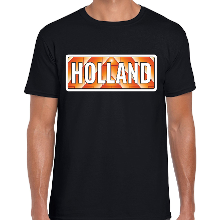 Bellatio Decorations Holland / Oranje supporter t shirt zwart voor heren
