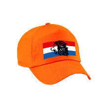 Bellatio Decorations Holland supporter pet / cap met de oranje leeuw en Nederlandse vlag   EK / WK voor volwassenen